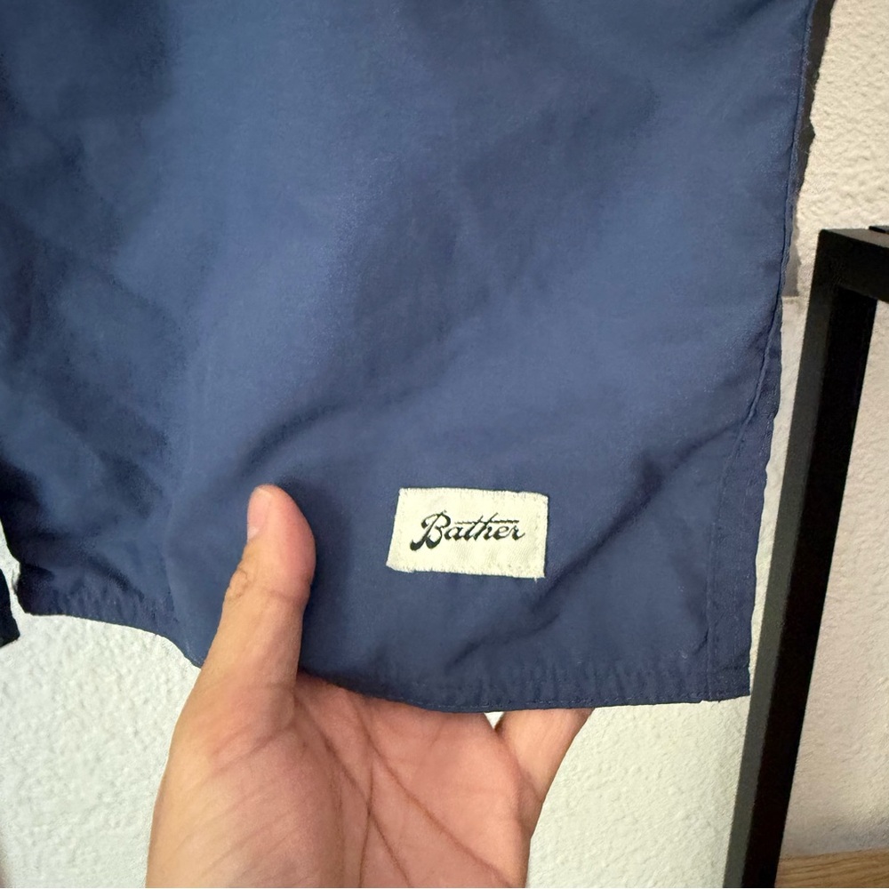 BATHER blue nylon beach swim summer drawstring shorts trunks - Picture 3 of 7